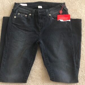 True Religion Black Straight Leg Jeans with Smooth Finish